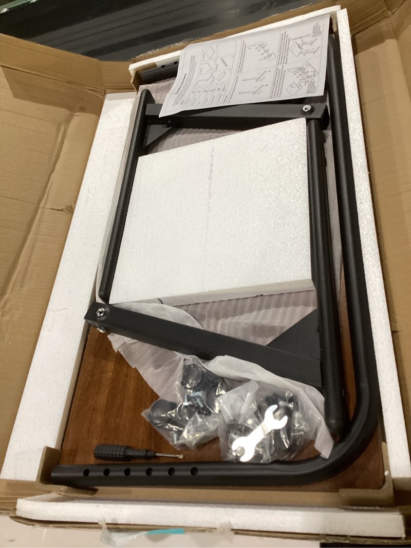 Condition photo showing As Is for tv tray table, mobile tv dinner trays for eating on couch, folding side desk with wheels, tilt & height adjustable snack table laptop desk for sofa living room bedroom & office (brown)