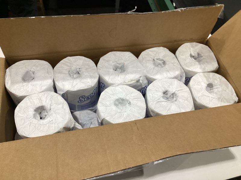 Condition photo showing As Is for Scott Professional Standard Roll Bulk Toilet Paper (13607), 2-Ply, Elevated Design, White, Individually Wrapped, Compact for Easy Storage (19 Rolls of 550 Sheets, 11,000 Sheet Total) 550 Count (Pack of 19)