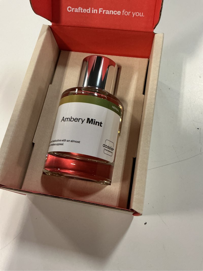 Condition photo showing New/Like New for dossier ambery mint eau de toilette, inspired by versace eros, cologne for men, 1.7 oz