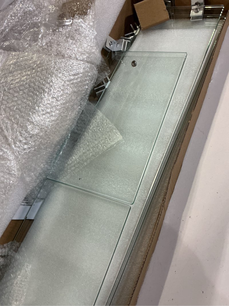 Condition photo showing Good Condition for nuu garden tempered glass wind guard for rectangular propane fire pit table 28.7''*10.2''*5.5'' inch, durable flame guard shield with aluminum alloy corner brackets for outdoor patio gas fire table 28.7x10.2x5.5