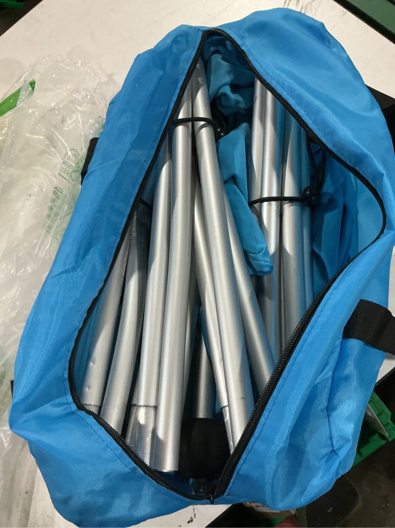 Condition photo showing Good Condition for beach tent canopy upf50+ protection, 10x10ft beach shade sun shelter pop up with 4 stability poles, sandbags, sand shovels, ground pegs, carrying bag for outdoor family camping fishing picnics canopy a