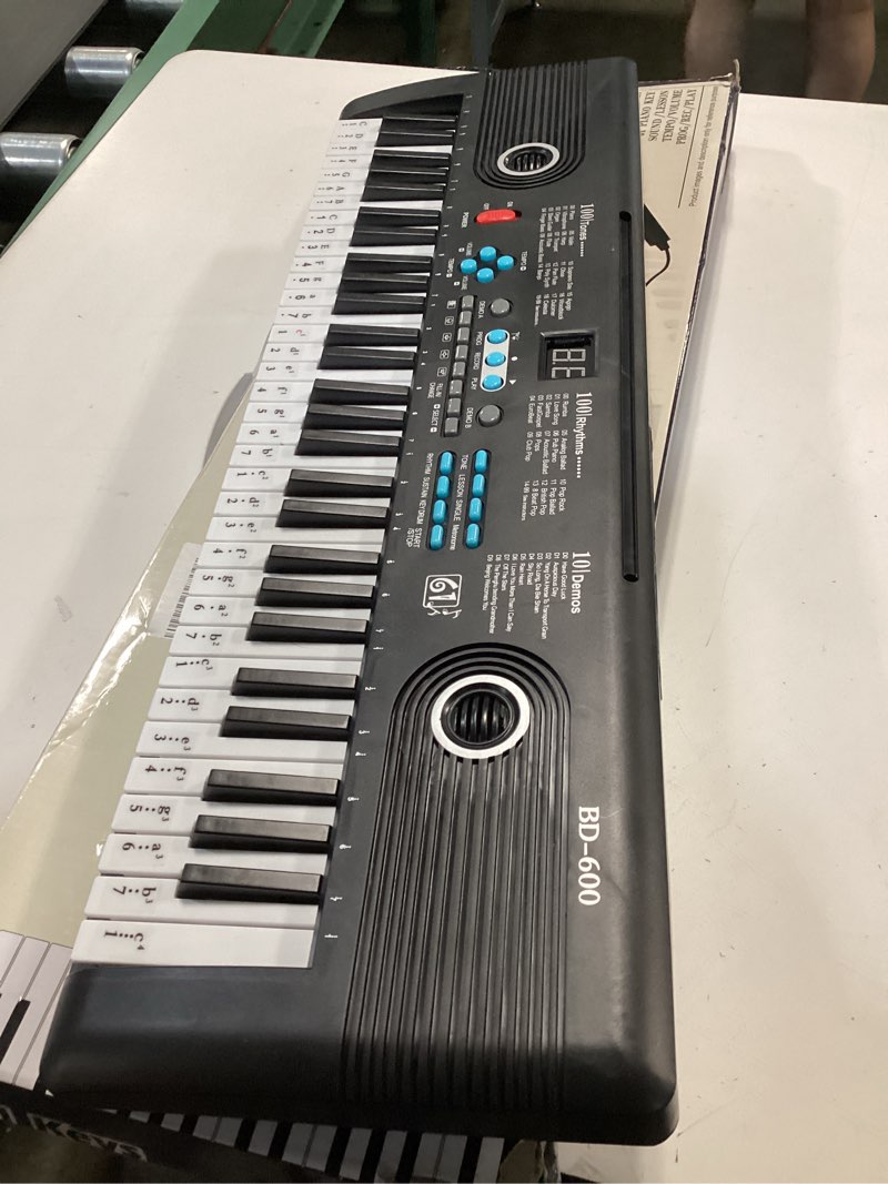 Condition photo showing As Is for 61 keys piano keyboard, electronic digital piano with built-in speaker microphone, portable keyboard gift teaching for beginners, electric piano for kids, birthday gift for children black
