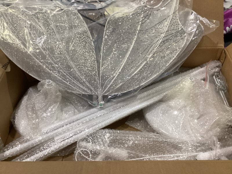 Condition photo showing New/Like New for quescu 2Pcs Fairy Wings for Adults,Butterfly Wings for Girls Women,Halloween Costume Sparkle Angel Wings Dress Up Party Favor (White+White), SIMILAR TO STOCK PHOTO 