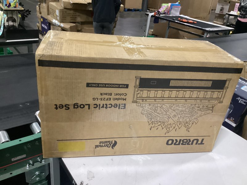 Condition photo showing New/Like New for TURBRO Eternal Flame Infrared Electric Fireplace Logs, 23" Infrared Quartz, Remote Control Fireplace Insert Log Heater, Realistic Lemonwood Ember Bed, Thermostat, Timer, 1500W Black 23" Black