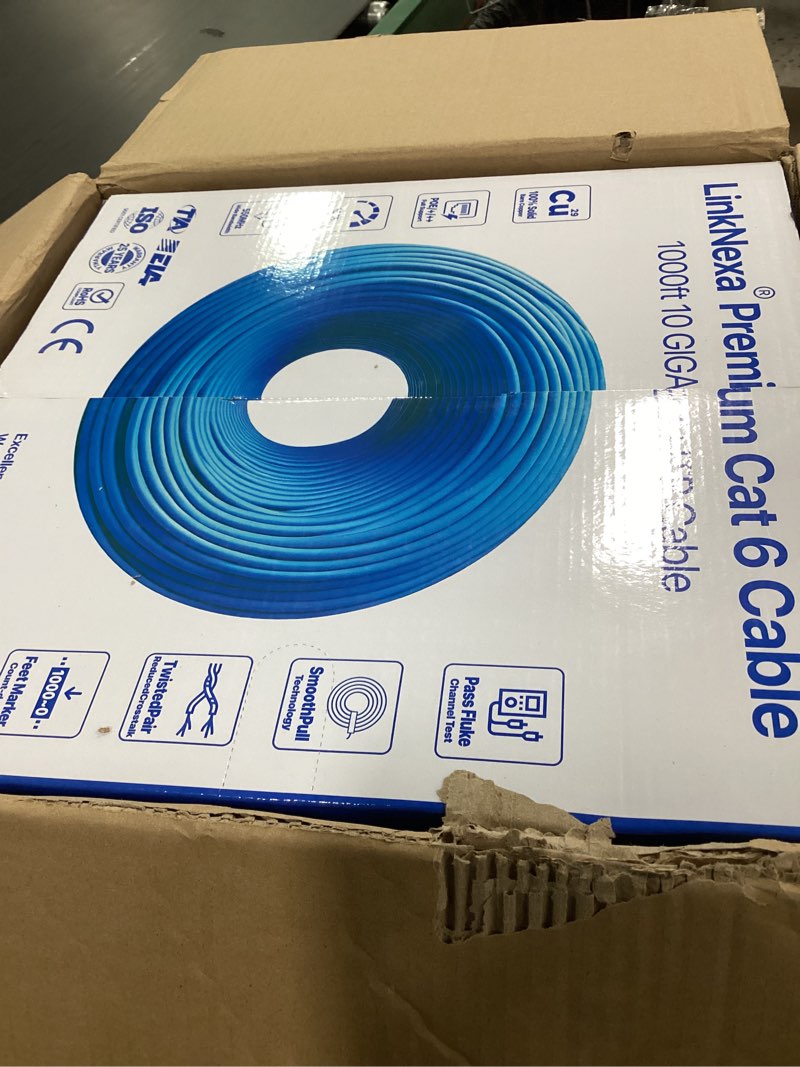 Condition photo showing New/Like New for Cat6 Ethernet Cable 1000ft, Cat6 Cable, UTP 23AWG 550MHz Solid Bare Copper Wire, Cat 6 Bulk Network Cable, 10G, POE Support(Blue) No Tool