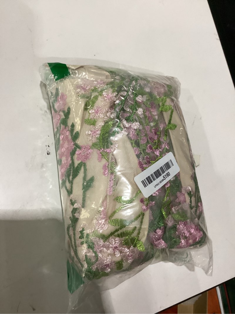 Condition photo showing Good Condition for long floral embroidery dress for women flower embroidered maxi dress spaghetti straps formal evening party tulle prom dress large apricot-pink floral