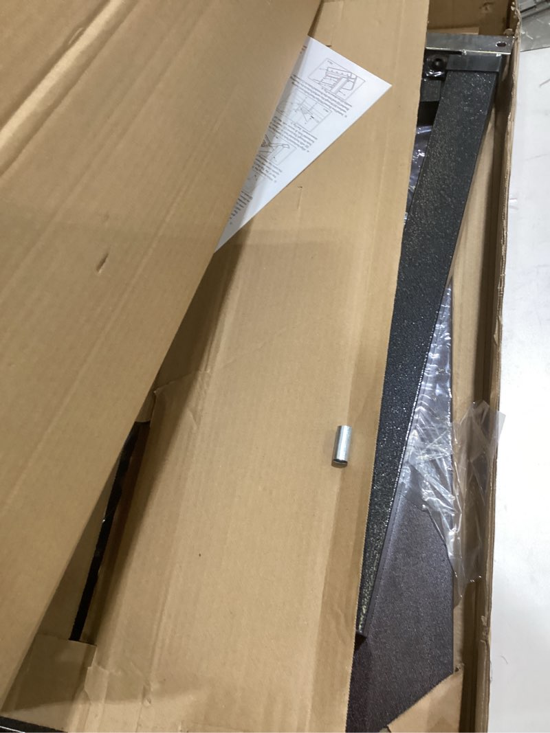 Condition photo showing As Is for drive medical overbed table with wheels - secure height adjustment for comfort - non tilt surface - smooth rolling design - home & hospital use - woodgrain laminate top - silver vein silver vein table