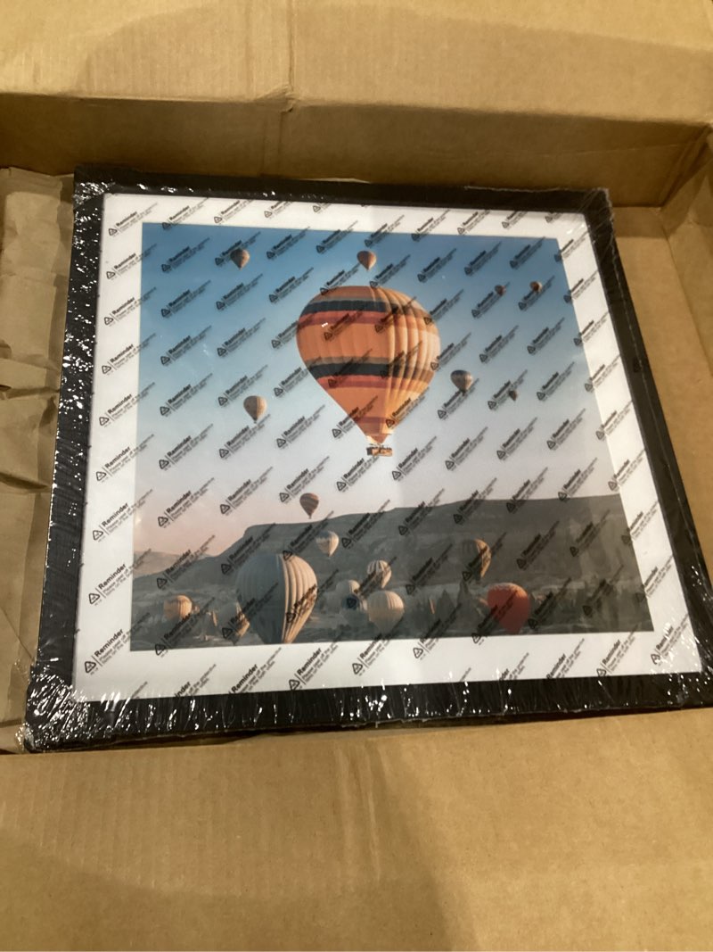 Condition photo showing Good Condition for 1  16x16 Picture Frame Black with 14x14 Mat for 40 x 40cm Diamond Art Painting, Display Photo 14x14 with Mat or 16 x 16 Without Mat, Wall Hanging Large Frame with Plexiglass, Black Black 