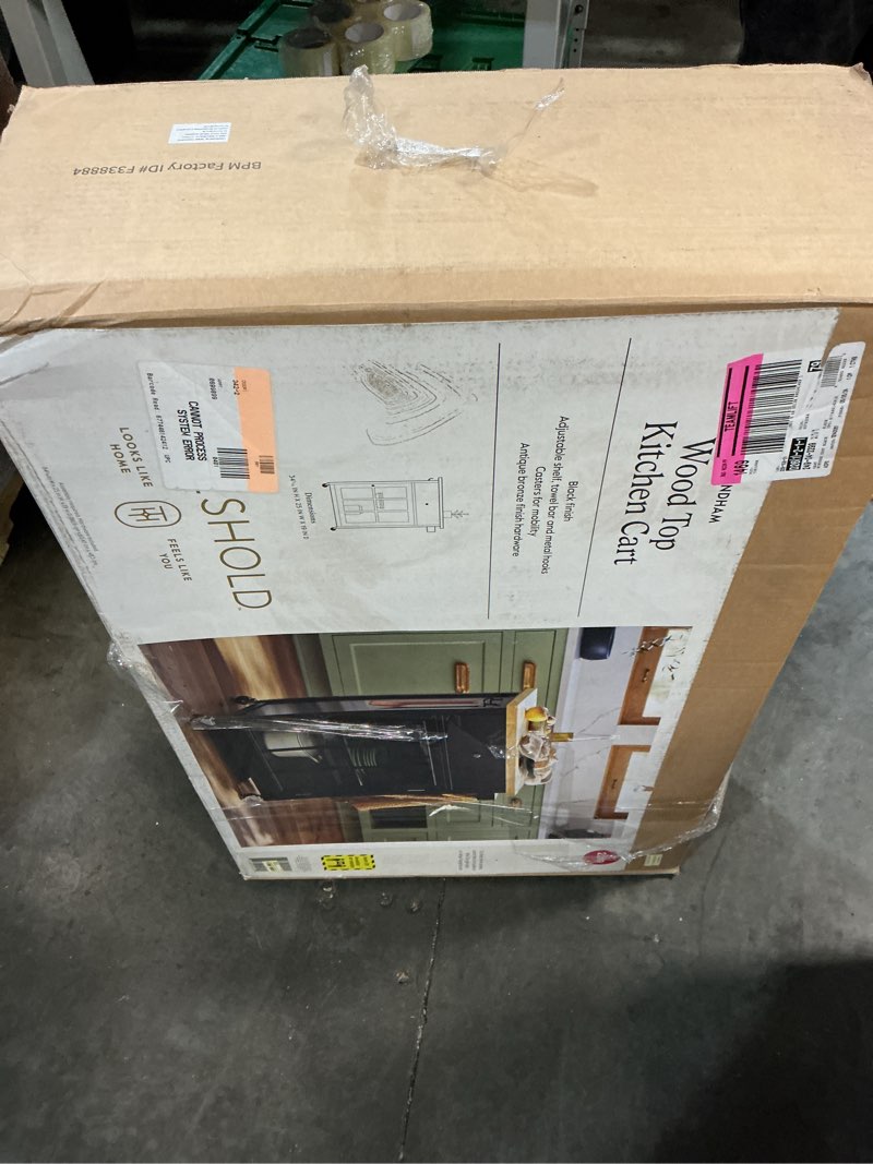 Condition photo showing New/Like New for windham wood top kitchen cart - black - threshold™