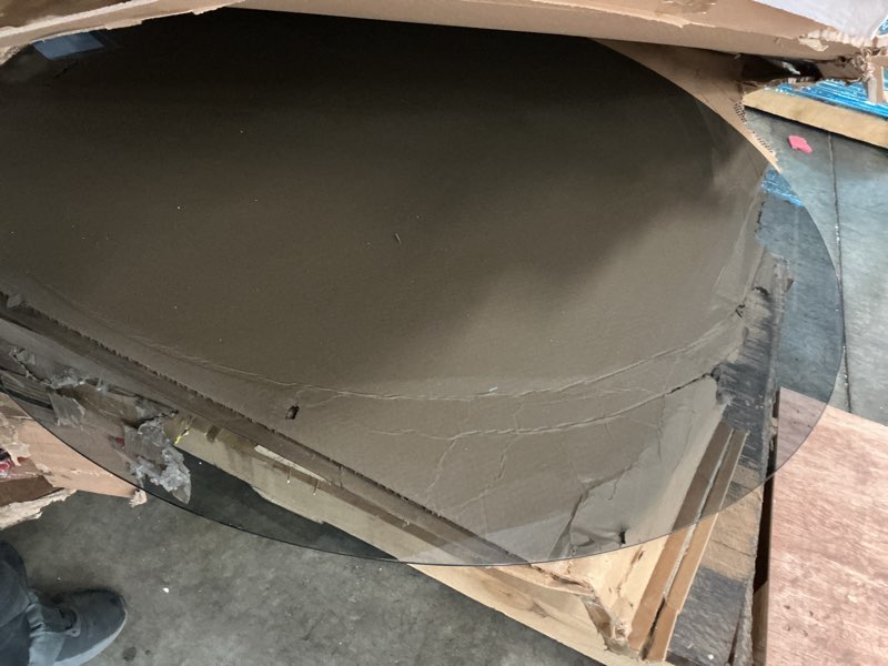 Condition photo showing Good Condition for 55\" x 55\" Round Tempered Glass Chair Mat for Carpet & Hardwood, Heavy-Duty Glass Floor Mat for Office