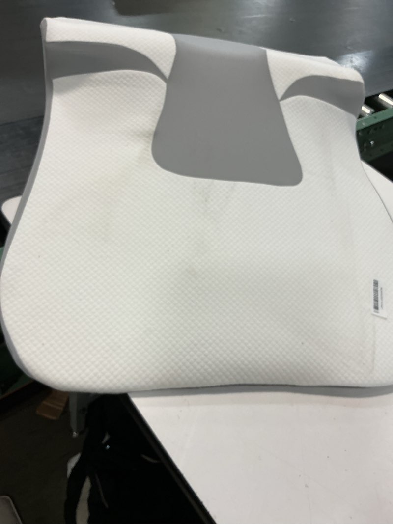 Condition photo showing As Is for Bed Wedge Pillow for Sleep Apnea, Acid Reflux & Snoring Relief, Post-Surgery Recovery Pillow with Ergonomic 3-in-1 Certified Memory Foam for Back, Neck & Head Support, Ideal for Back & Side Sleepers White & Gray