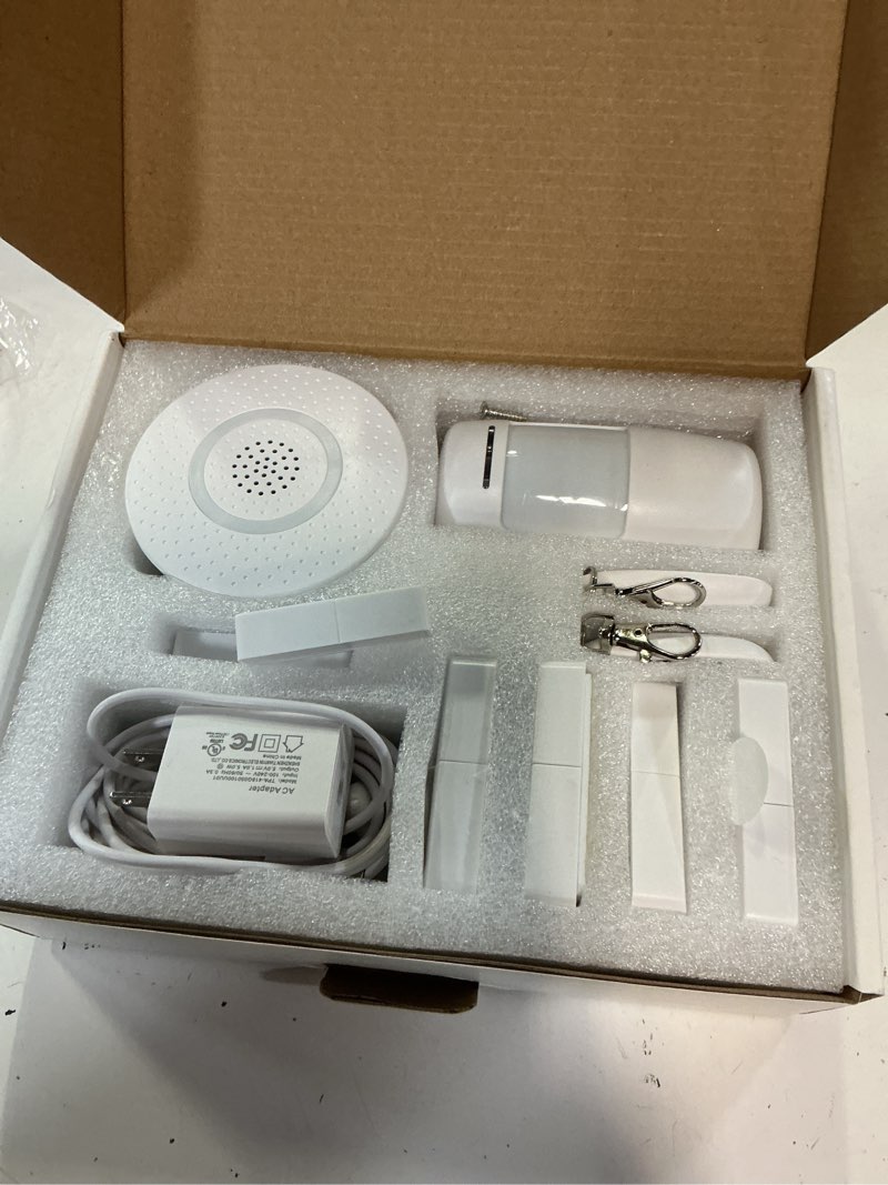 Condition photo showing Good Condition for 9-piece home security system, wifi wireless alarm system, 120db siren alert, diy smart security system for house and apartment, smart life app control, no monthly fee, 2.4ghz wifi c-9pack