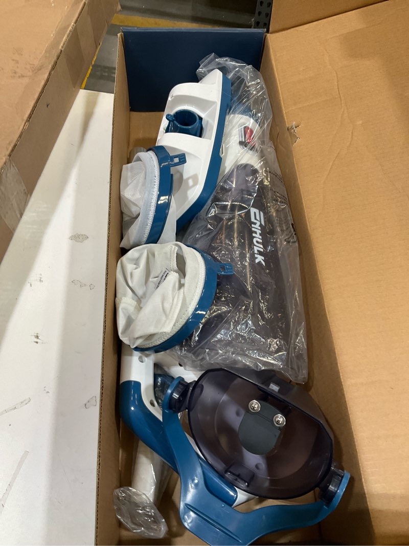 Condition photo showing As Is for enhulk pro cordless pool vacuum - 18.5 gpm powerful suction, 70min runtime & 13.4" wide head, xl capacity handheld rechargeable pool cleaner for inground/above ground pools with telescopic pole (blue) pc18 blue