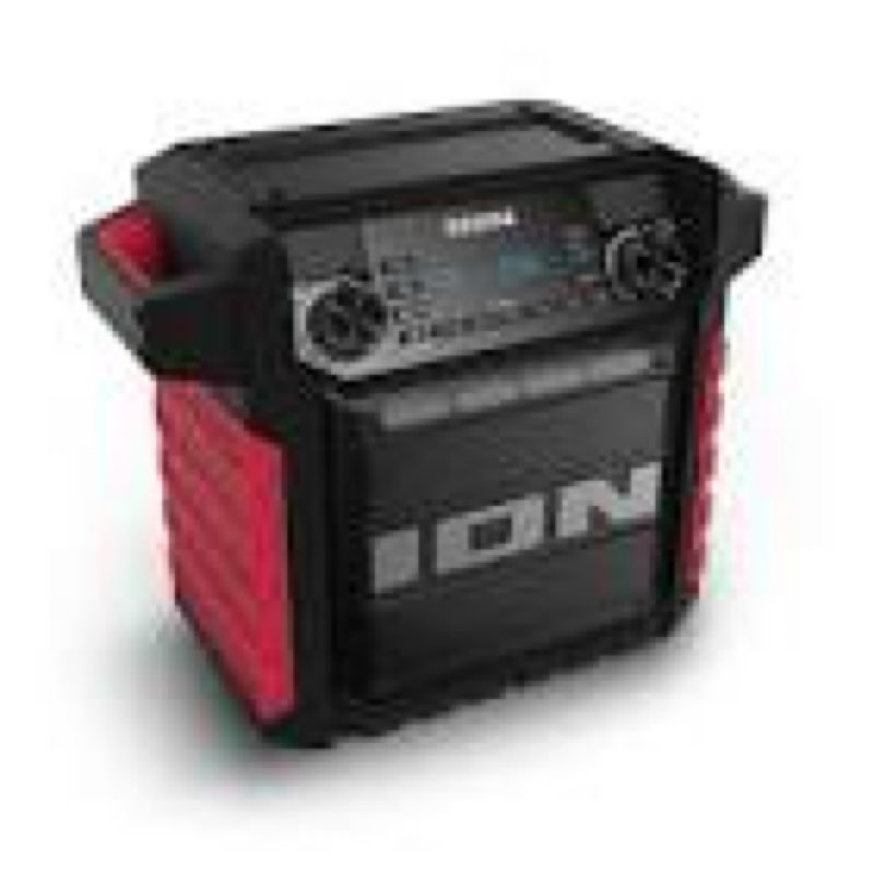 ion tailgater classic outdoor portable bluetooth speaker with rechargeable battery, fm radio, usb po