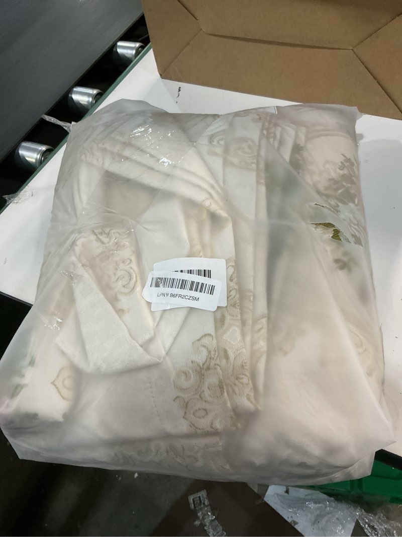 Condition photo showing Good Condition for Loom and Mill Luxury Jacquard Curtains for Bedroom Living Room, Pearly Beige Floral Damask Curtains 2 Panels with Tiebacks, Elegant Window Curtain for Banquet Party Decor(52”Wx96”L, 2 Panels) Carmel-pearly Beige 52"W x 96"L (Pack of 2)