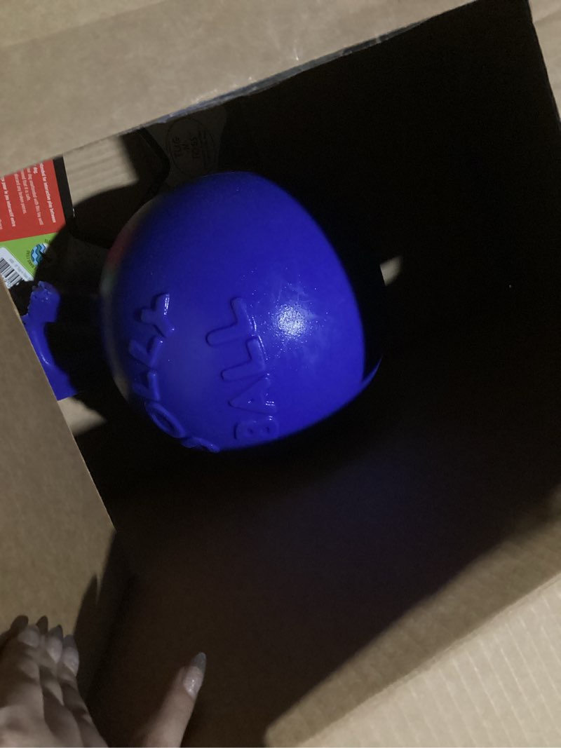 Condition photo showing Good Condition for Jolly Pets Tug-n-Toss Dog Toy Ball with Handle, 8 Inches/Large, Blue Blue Large (8 in)