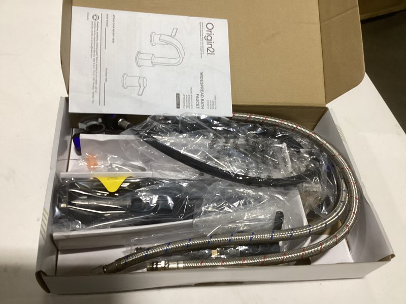 Condition photo showing Good Condition for  allen + roth Veda Matte Black Widespread 2-handle WaterSense High-arc Residential Handle Bathroom Sink Faucet with Drain Item #3782736 | Model #FW0AC015BL