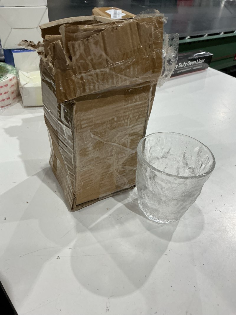 Condition photo showing Good Condition for choold 2 pcs glacier glass tumbler cup,water glasses,glass drinkware for coffee, juice, beer, 8 oz clear 8 oz