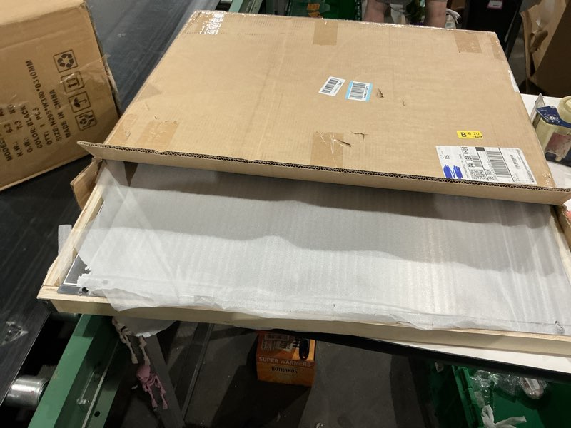 Condition photo showing Good Condition for 30\"x24\" stainless steel range backsplash, stove backsplash with storage shelf & magnetic knife rack, stainless steel backsplash for stove, range hood wall shield with pre-drilled holes 30x24