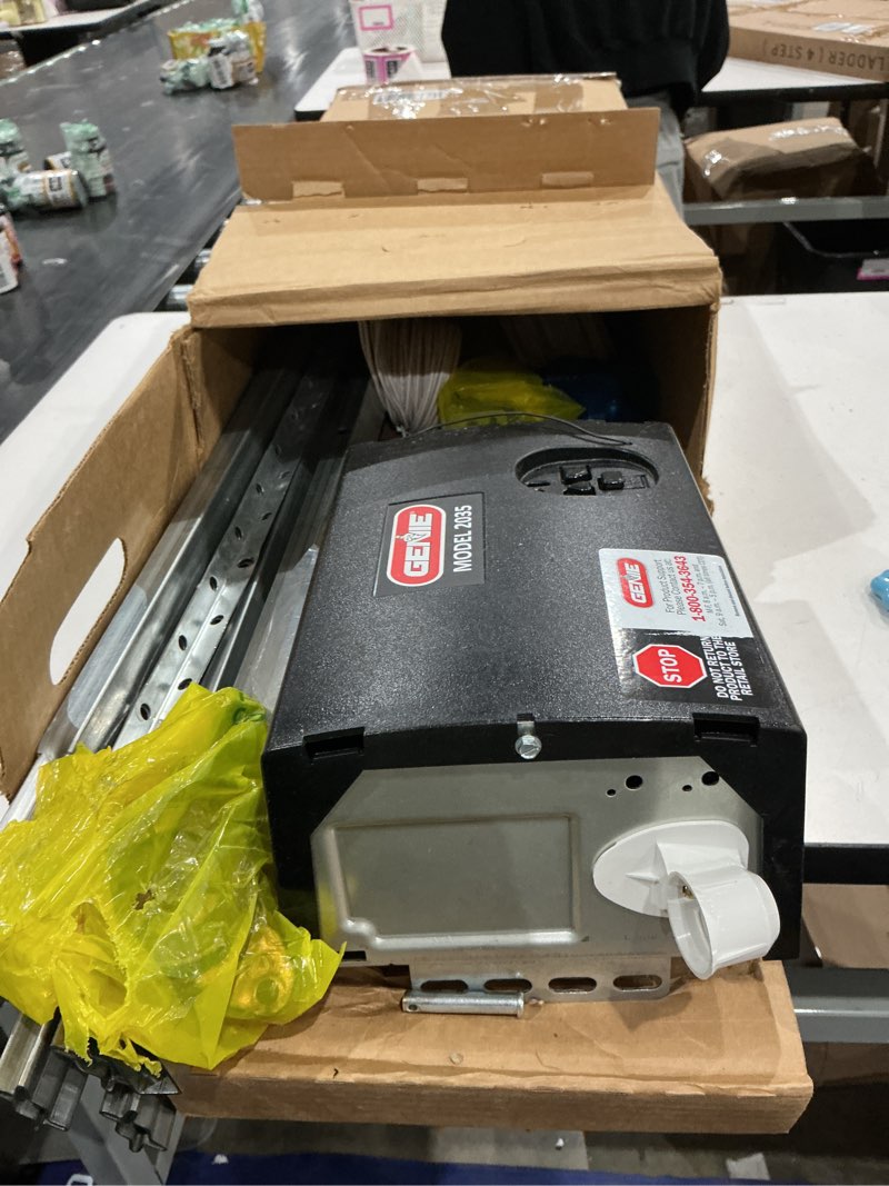 Condition photo showing As Is for genie chain drive 550 garage door opener, heavy duty chain drive opener, model 2035-tko