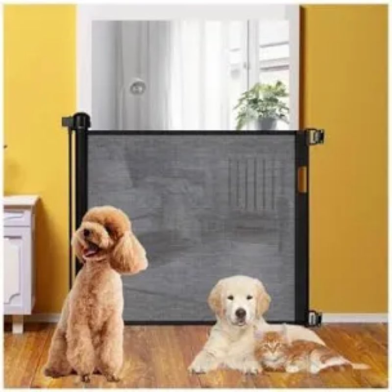 Retractable Baby Gates, Mesh Dog Gate for Doorways, 33.6" Tall, Expands to 55" Wide,Pet Safety Essen