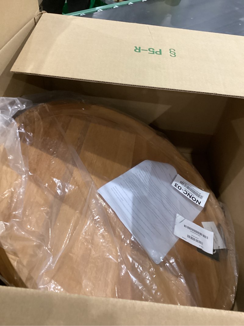 Condition photo showing Good Condition for 24 Inches Extra Large Round Teak Wood Ottoman Tray with Handles, Serve Tea, Coffee Classic 2 Feet Wooden Decorative Serving Tray 24"