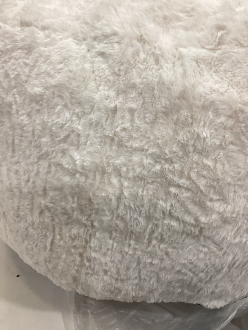 Condition photo showing As Is for Round Pouf Ottoman Foot Rest, 29 X 18Inch Floor Poufs Footstool, A Round Modern Foam Filled Foot Stool for Living Room, Home, Nursery, Dorm (White, 29Inch) White 29.9"D x 29.9"W x 17.7"H