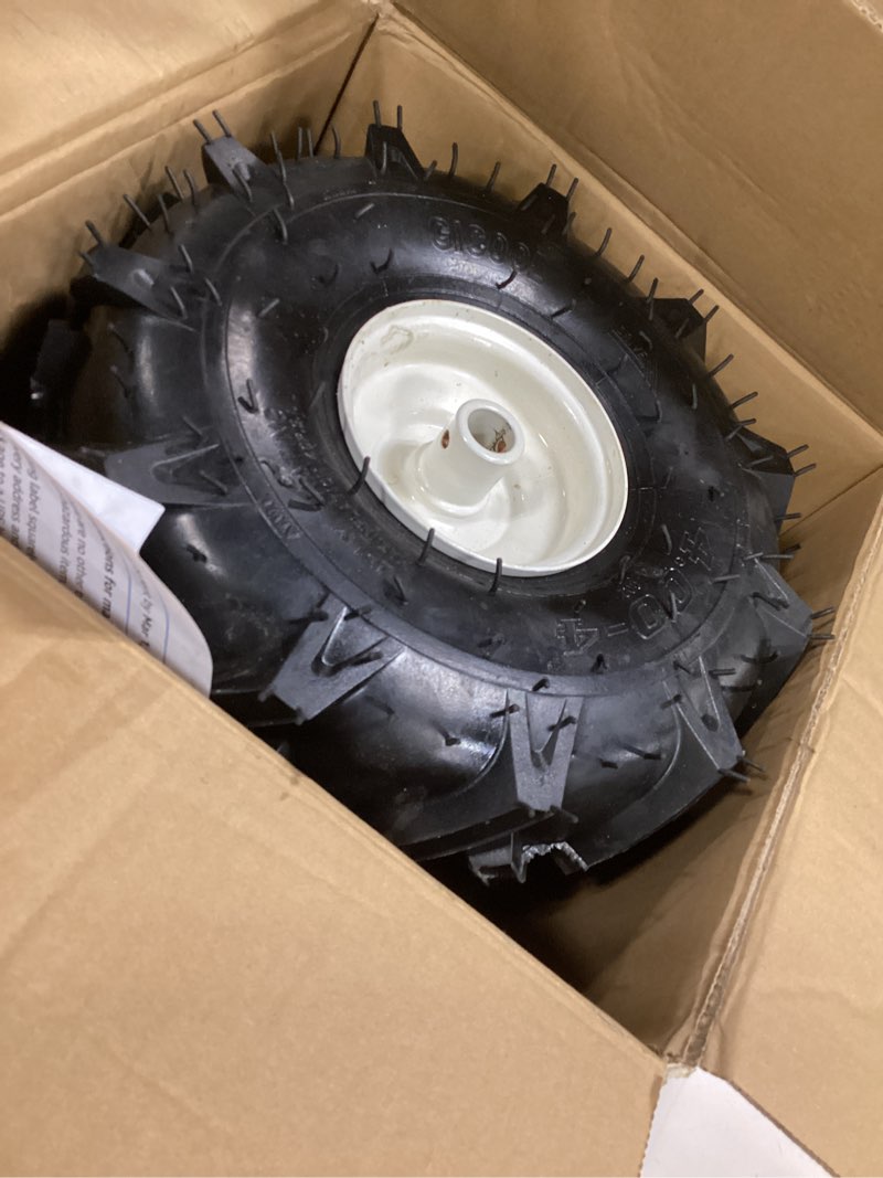 Condition photo showing Good Condition for 11x4.00-4" Tiller Tire and Wheel, 3/4" Axle Size, 3-1/8" Centered Hub, Compatible with Craftsman & Troy-Bilt Tiller Replacement 2 Pack-11x4.00-4