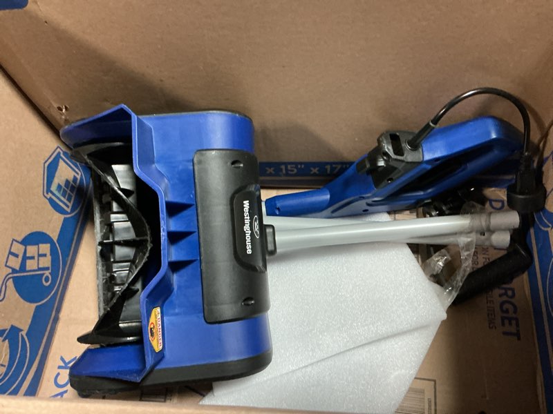 Condition photo showing As Is for Snow Joe 24V-SS13.5-XR-SJB | Cordless Battery Snow Shovel Kit | 13.5 Inch | 24-Volt | W/ 5.0-Ah Battery & Charger | Directional Control (Renewed) Blue