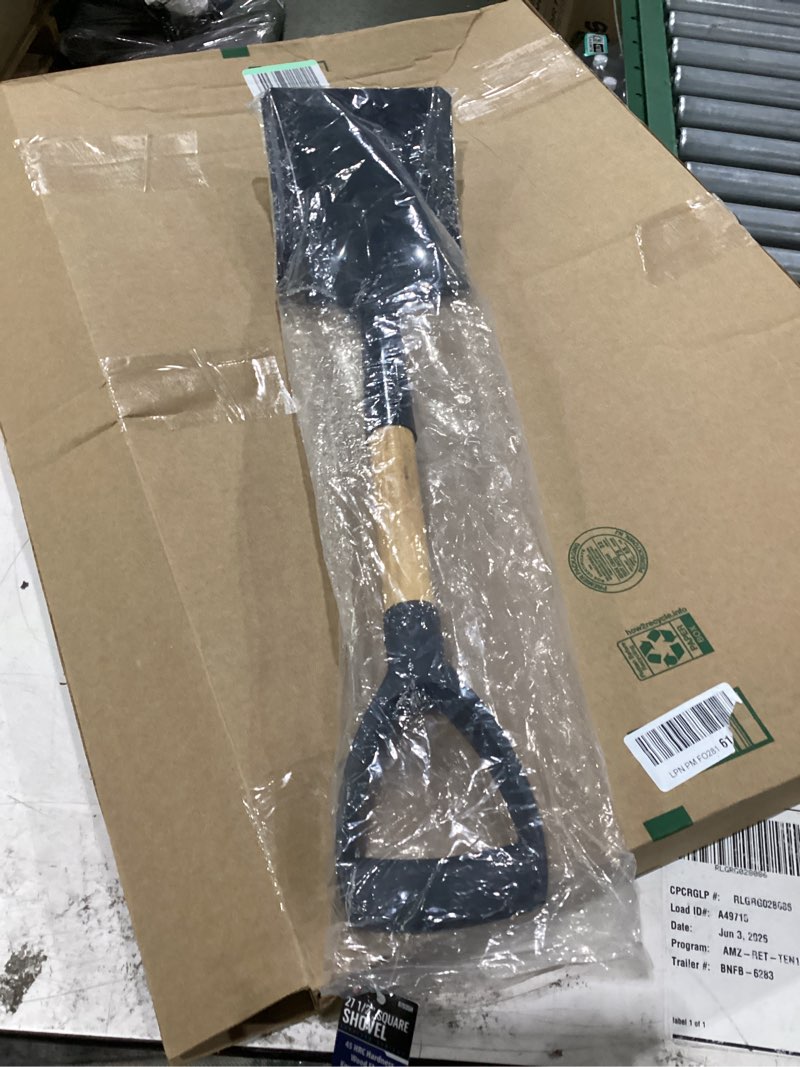 Condition photo showing New/Like New for se small shovel 27-1/2 inch steel square shovel with wood handle - 45 hrc hardness, knurled d-handle, 8-1/4\" x 6\" blade - durable tool for gardening, outdoor work, snow, prospecting