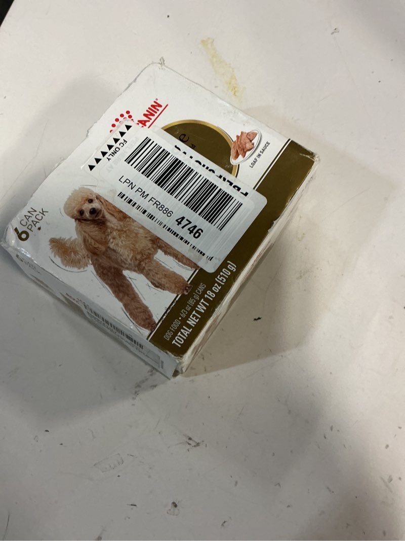 Condition photo showing New/Like New for (BBD:JAN/20/2027)Royal Canin Breed Health Nutrition Poodle Adult Loaf in Sauce Dog Food, 3 oz (Pack of 6) 3 Ounce (Pack of 6)