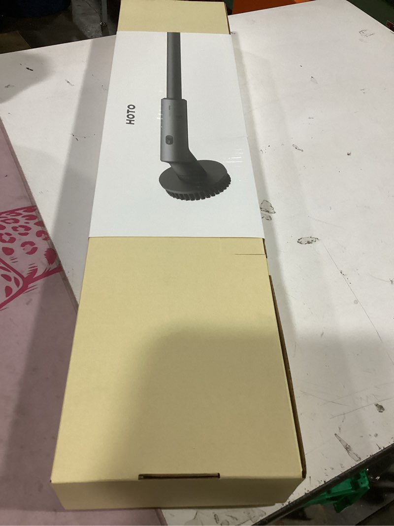 Condition photo showing New/Like New for hoto cordless electric spin scrubber, ipx7 full body waterproof bathroom cleaning brush, max 22 in-lb, shower scrubber brush with long handle, 6 brush heads, power scrubber for bathroom, floor, tile