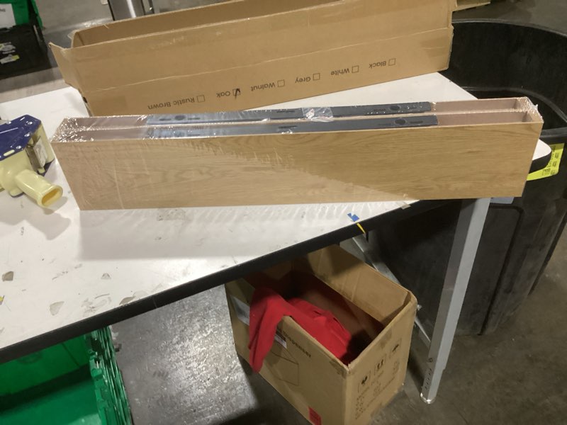 Condition photo showing New/Like New for 48 Inch Floating Shelves, 12" Deep Floating Shelf Wall Mounted, 48" Wall Shelves, Rustic Deep Bookshelf, Extra Deeper & Thicker Display Shelves for Bedroom, Living Room, Oak, Set of 2 48"x12"-2pcs Oak