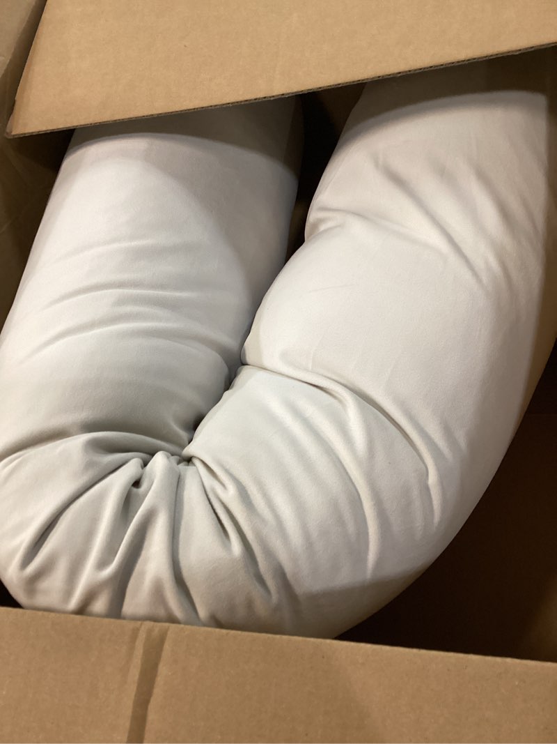 Condition photo showing As Is for Body Pillow for Adults,Long Round Pillow,Big Cylindrical Pillow,Large Full Bolster Pillows for Side Sleepers (Misty White, 47.24"*7.87") Misty White 47.24"*7.87"