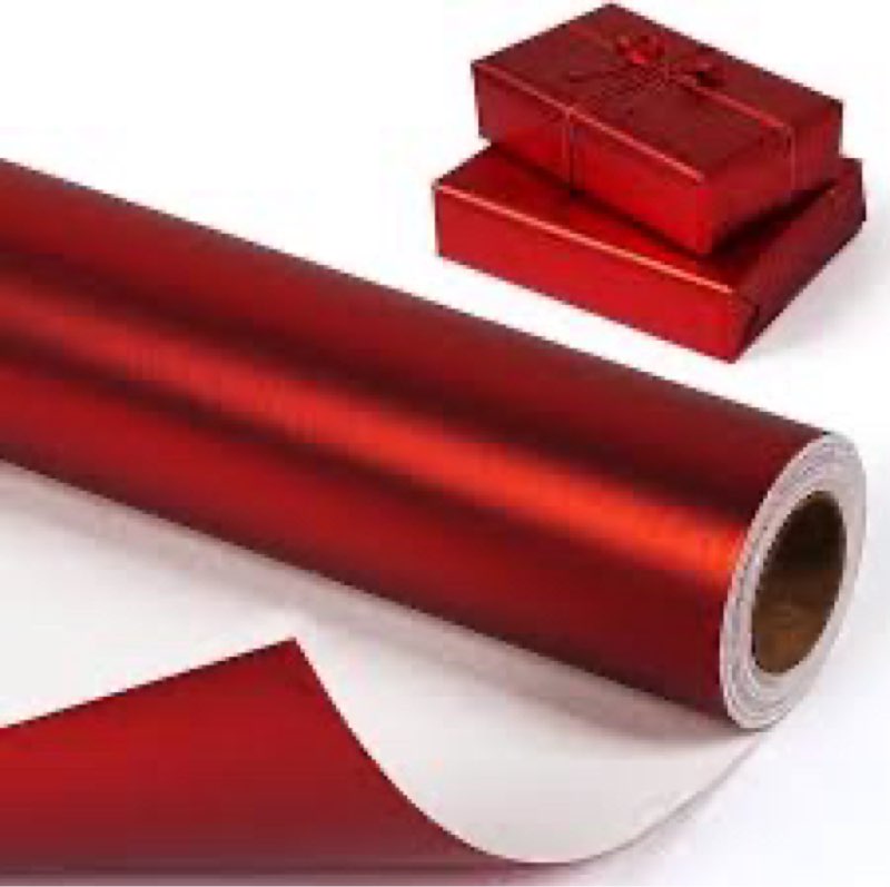 woric Red Wrapping Paper Roll 17 In X 33 Ft Solid Matte Red Metallic Wrapping Paper for Christmas Va