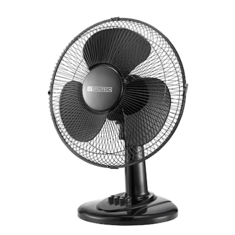 utilitech 12-in 120 -volt 3 -speed indoor black oscillating desk fan