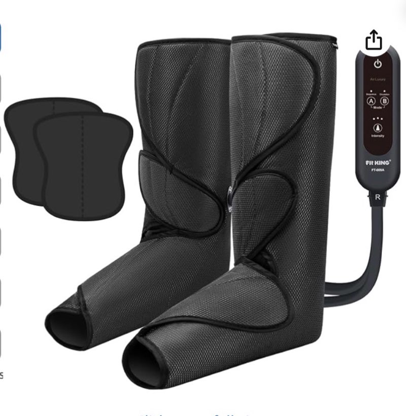 fit king leg massager for circulation and pain relief, air compression leg and foot massager to relieve pain swelling edema with 2 size extensions- great gift for wife mom and dad