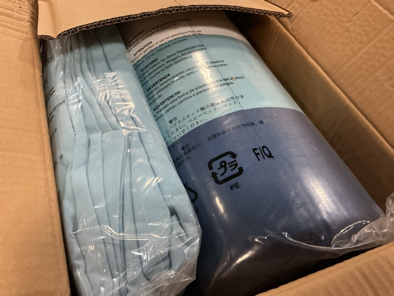 Condition photo showing Good Condition for amazon basics full/queen comforter set with sheets, 7-piece blue stripe bedding, lightweight microfiber bed-in-a-bag, striped 1-pack full/queen blue stripe