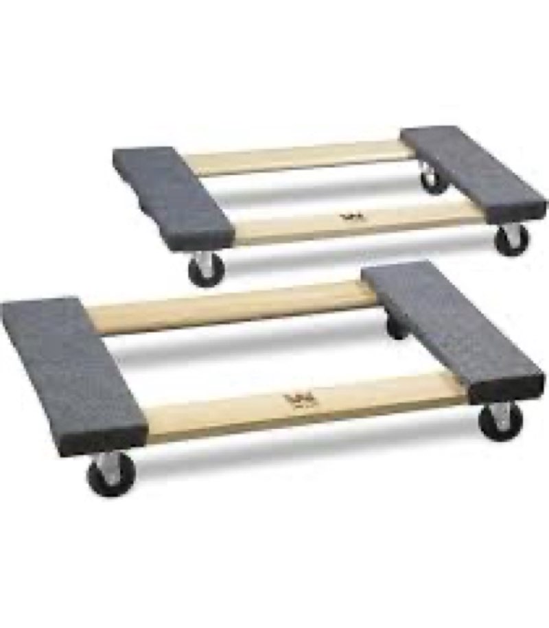 Haul Master 93888 Mover's Dolly 1000 Lbs. Weight Capacity L x 12-1/4" W, 18" x 12-14", Grey/Hardwood (Pack of 2)