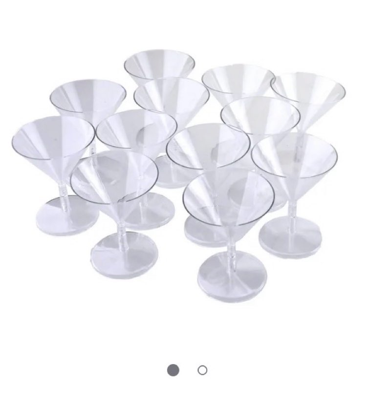 Clear Plastic Martini Glasses, 3-1/2-Inch, 12-Count