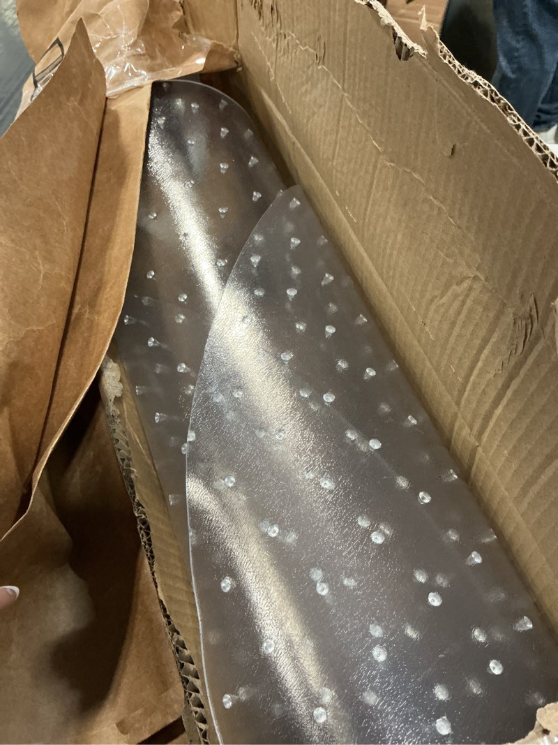 Condition photo showing As Is for Office Chair Mat for Carpet, 36" Round Clear and Thick Carpet Chair Mats with Non-Slip Studded for Home and Office Low Pile Carpets - Not for Hardwood Floor