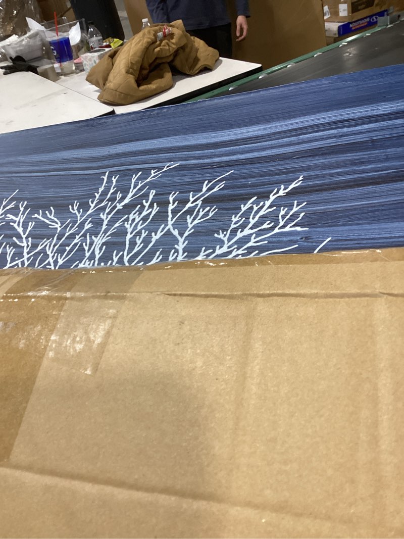 Condition photo showing New/Like New for Yihui Arts Coastal Wall Art Hand Painted Navy Blue and White Tree Pictures Modern Abstract Canvas Artwork for Living Room Bedroom Dinning Decor 20L" x 20W" Coral Artwork