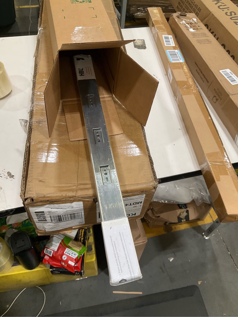 Condition photo showing Good Condition for hbl’ 2 pairs | soft close drawer slides 22 inch, heavy duty cabinet drawer slides replacement - ball bearing full extension, 200 lb capacity, made of cold-rolled steel, rust-resistant & long-lasting. silver 22" drawer slide 2