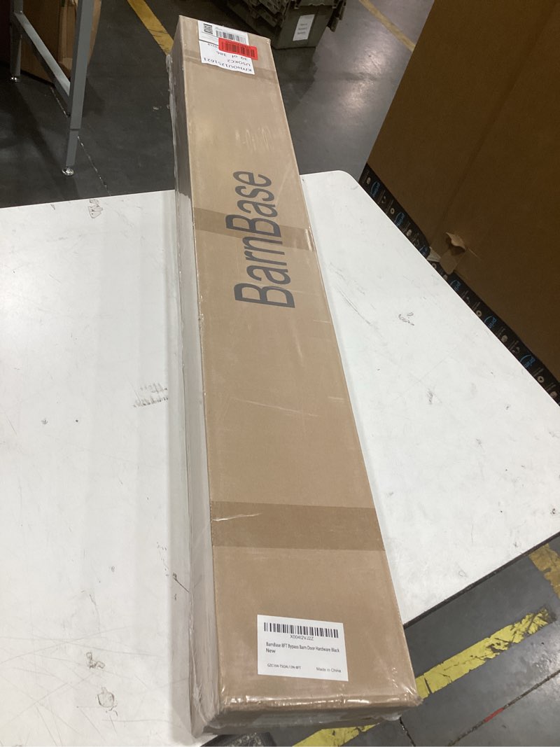 Condition photo showing New/Like New for 8ft/96(double 4ft) bypass door hardware, aluminum double-closing sliding closet door hardware with finger pull included, smoothly and quietly, fit door thickness 1 3/8" or 1 3/4", black