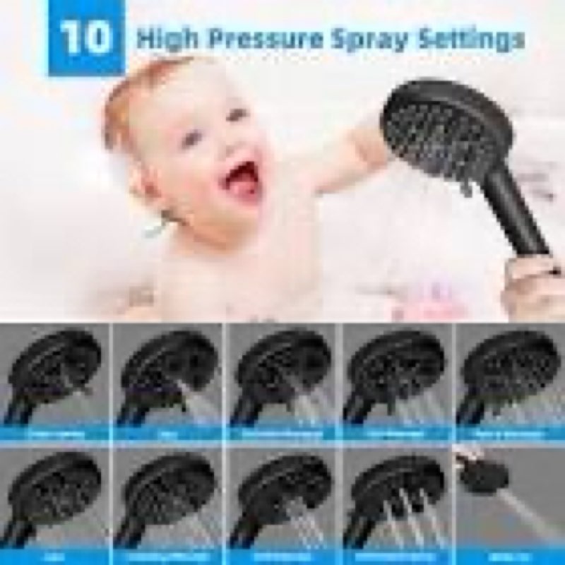 Hibbent Filtered Shower Head with Handheld, High Pressure 10 Spray Showerhead with 3 Filters, Water 