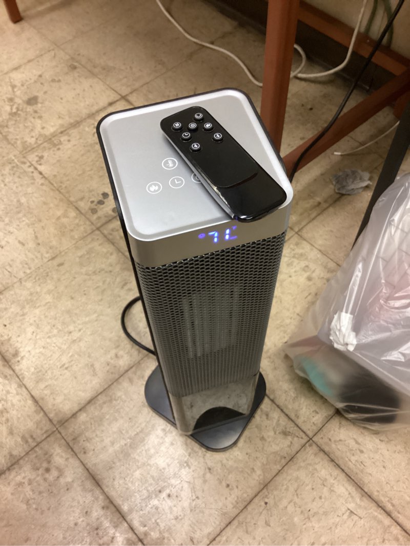 Condition photo showing As Is for Space Heaters for Indoor Use, 1500W PTC Ceramic Electric Heater with Thermostat, Room Temperature Display, 70° Oscillation, Remote Control, 12H Timer, Quiet Portable Heater for Office Bedroom