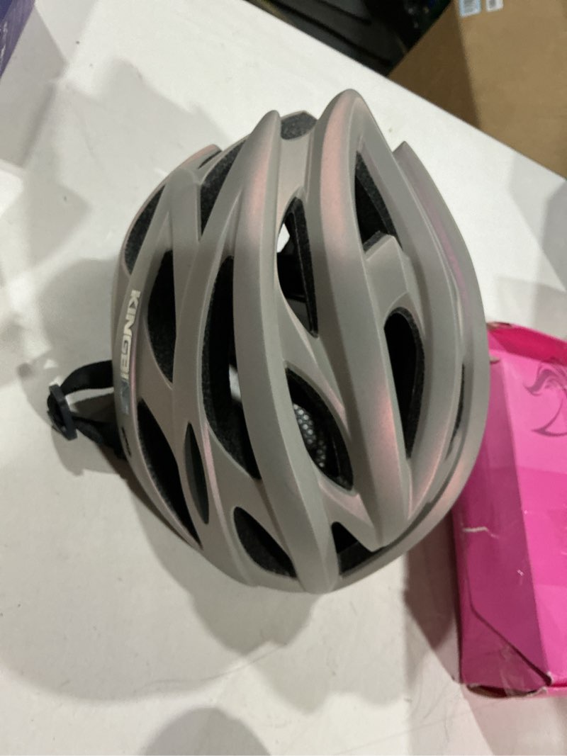 Condition photo showing Good Condition for kingbike bike helmet for adult men women youth road commute mountain cycling helmets with usb rechargeable light replaceable padding and visors lightweight 20.4-23.6in medium gray neon pink
