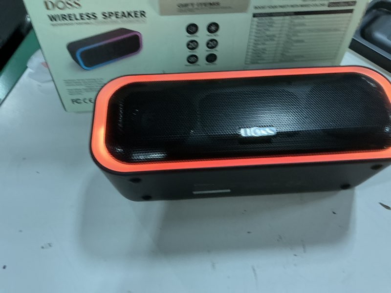 Condition photo showing Good Condition for doss bluetooth speaker, soundbox pro portable wireless speaker with 20w stereo sound, active extra bass, ipx5 waterproof, wireless stereo pairing, multi-colors lights, 20 hrs playtime -black