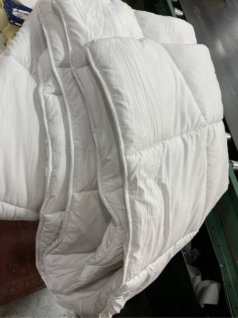 Condition photo showing As Is for Winter Extra Warm White King Size Down Alternative Comforter, Heavyweight All Season Fiberfill Comforter Duvet Insert 106x90 with Corner Tabs - Ultra Soft Brushed Microfiber Shell Heavyweight - King Solid White