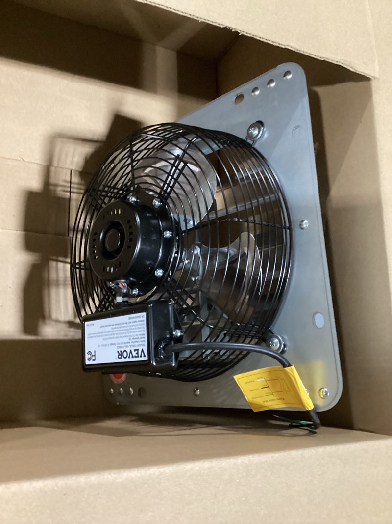 Condition photo showing Good Condition for vevor 10'' shutter exhaust fan, high-speed 820 cfm, aluminum wall mount attic fan with ac-motor, ventilation and cooling for greenhouses, garages, sheds, shops, fcc 10 inch